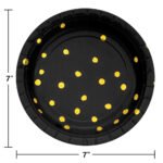 7inches Black And Gold Polkadot Plate 8/pack