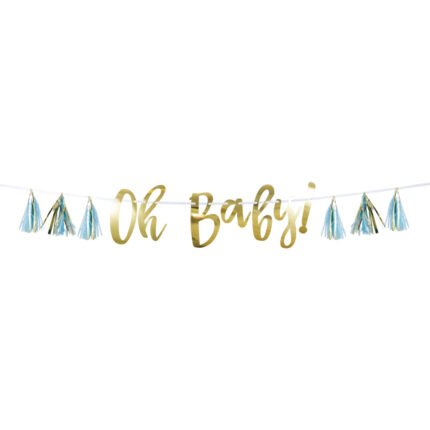 Gender Reveal Banner With Blue Tassels