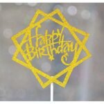 Gold Square Happy Birthday Cake Topper
