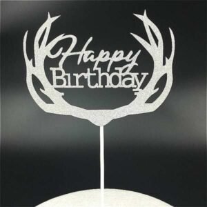 Silver Happy Birthday Cake Topper