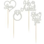 Silver She Said Yes Cupcake Topper 25/pack