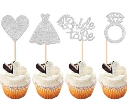Silver Bride To Be Cupcake Topper 25/pack
