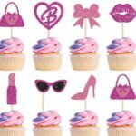 Pink & Rose Gold Lips & Heels Cupcake Topper 24/pack