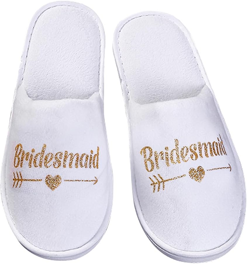 61KcOy7eoOL._AC_UY900_ White Bridesmaid Slippers - Image 1