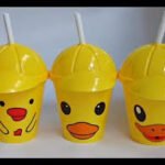 Yellow Duck Ice Cream Cup With Straw