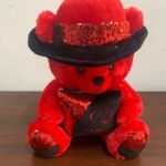 40cm Red & Black Teddy Bear With Pillow
