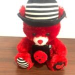40cm Red & Black Teddy Bear With Hat