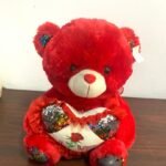 35cm Red & Black Sequence Heart Teddy Bear
