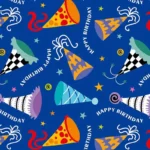 Blue Cone Happy Birthday Wrapping Paper