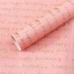 Peach With Gold Happy Birthday Script Wrapping Paper