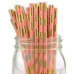 Pink & Gold Paper Straw 25/pck