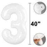 40inches White Number 3 Foil Balloon