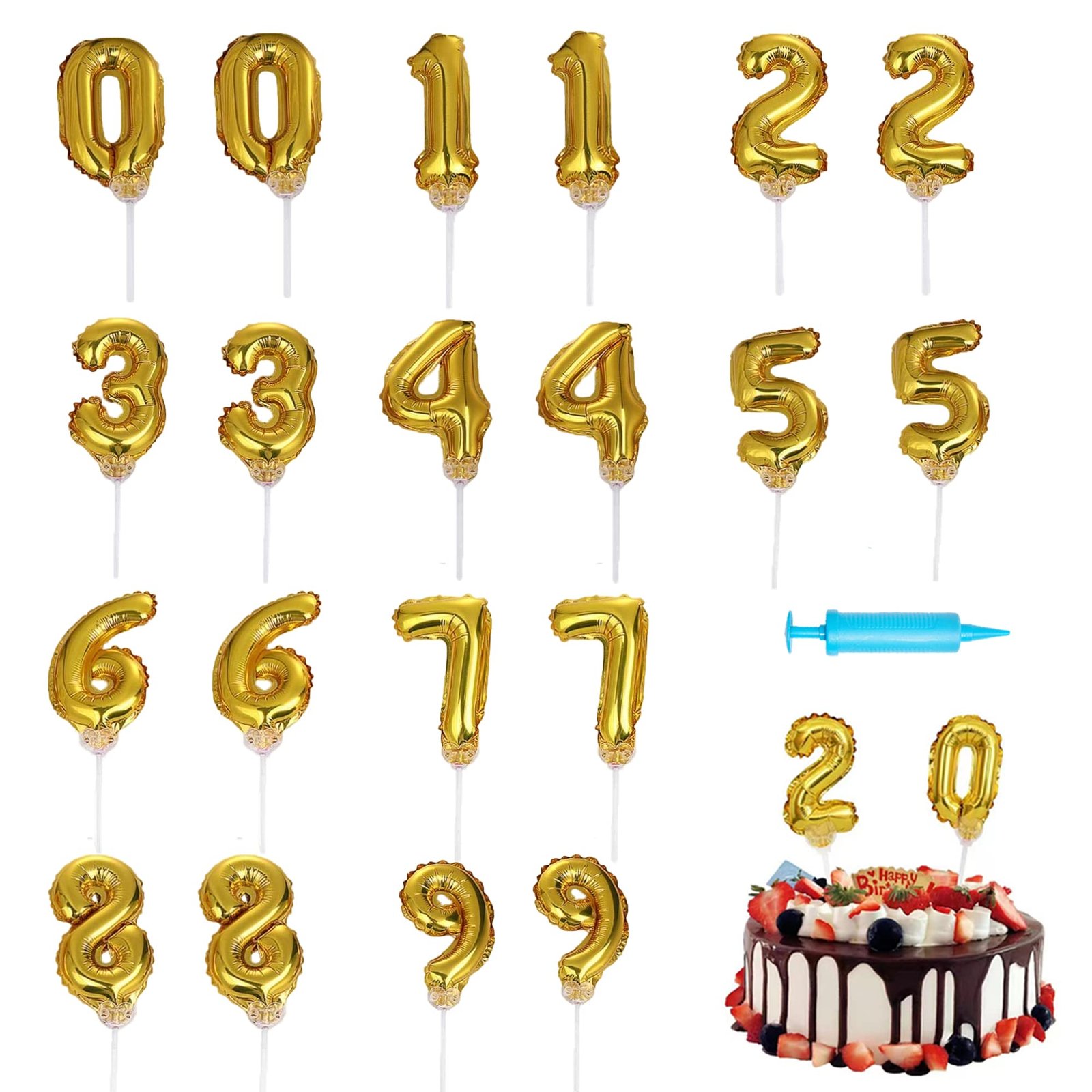 712J7+xEINL 6inches Gold Inflatable Cake Number Foil Balloon - Image 1