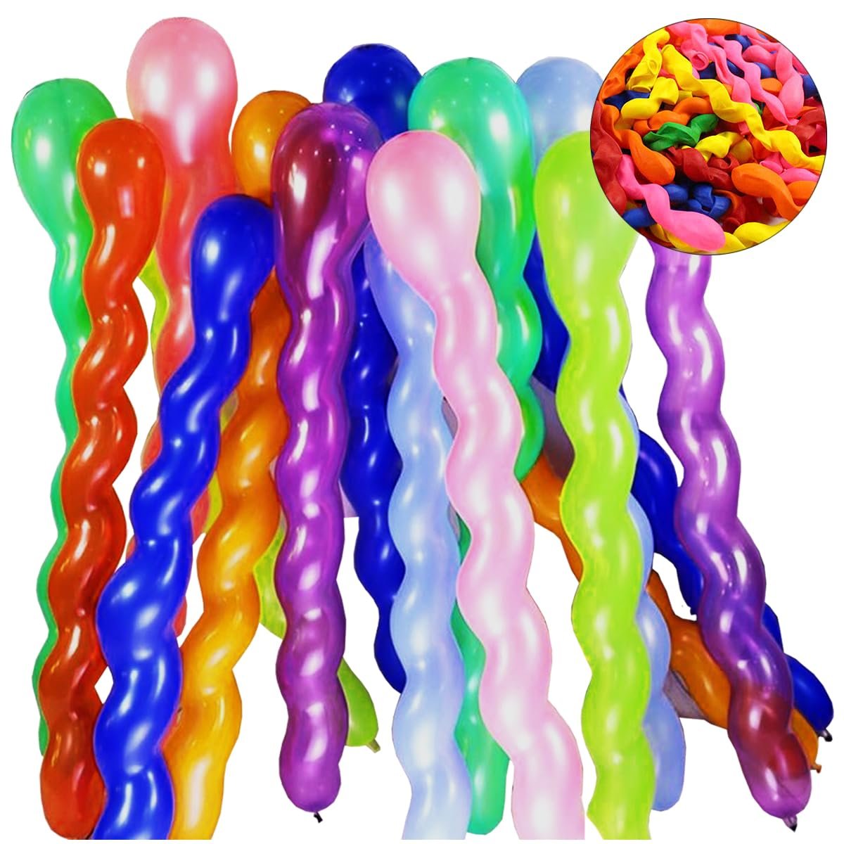 718HXN3ZcHL Multicoloured Spiral Latex Balloon 50/pack - Image 1