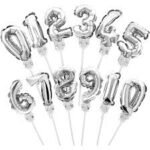 6inches Silver Inflatable Cake Number Foil Balloon