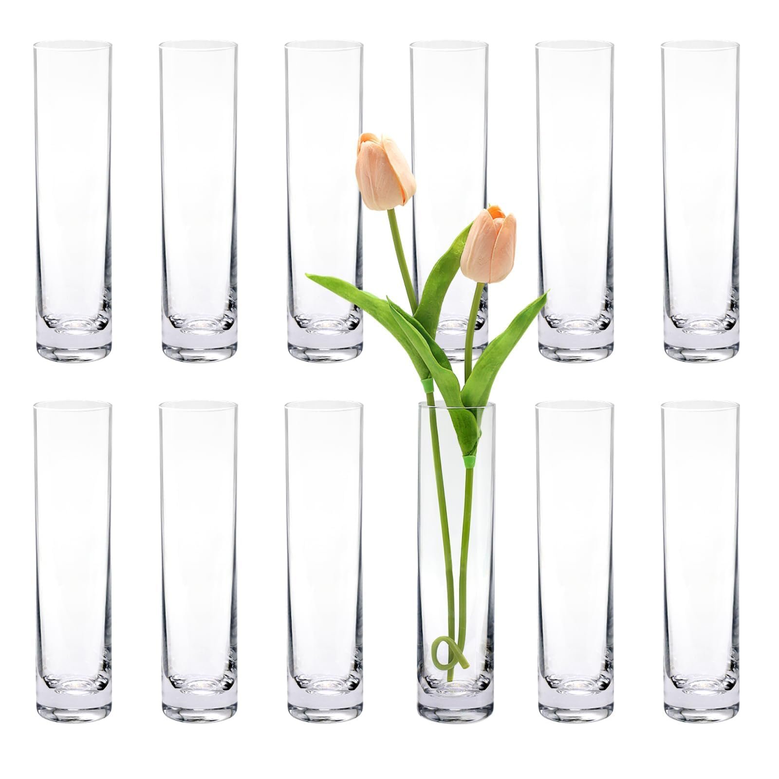 61UKWeVhdDL Clear Glass Cylinder Vase 60x250mm - Image 1
