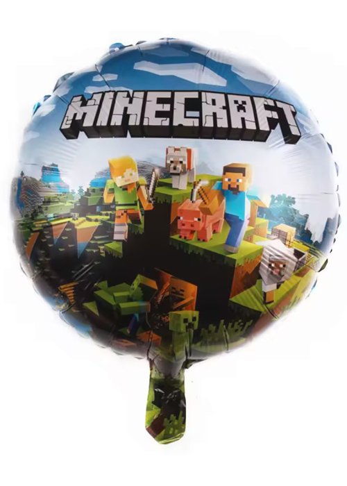 minecraft-helium-balloon-YX186 18inches Round Minecraft Foil Balloon - Image 1