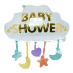 White & Gold Cloud Baby Shower Balloon