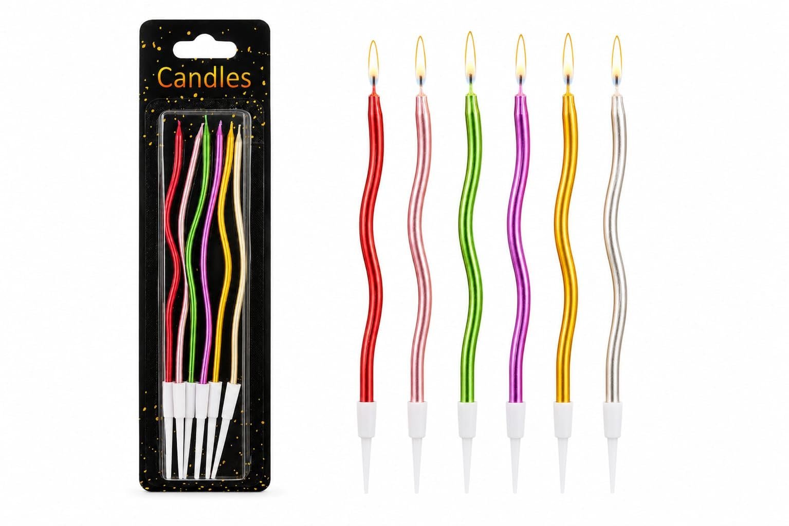 61RC+9TypzL Multicoloured Spiral Candle 6/pack - Image 1